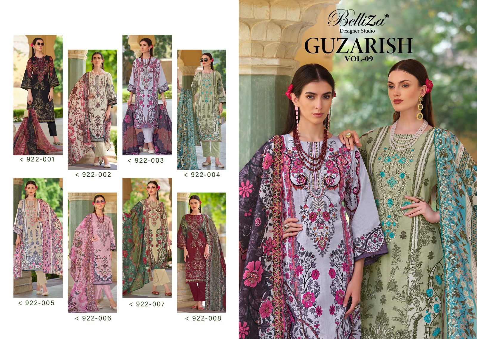 Guzarish Vol 9 By Belliza Embroidery Printed Pure Cotton Dress Material Wholesalers In Delhi